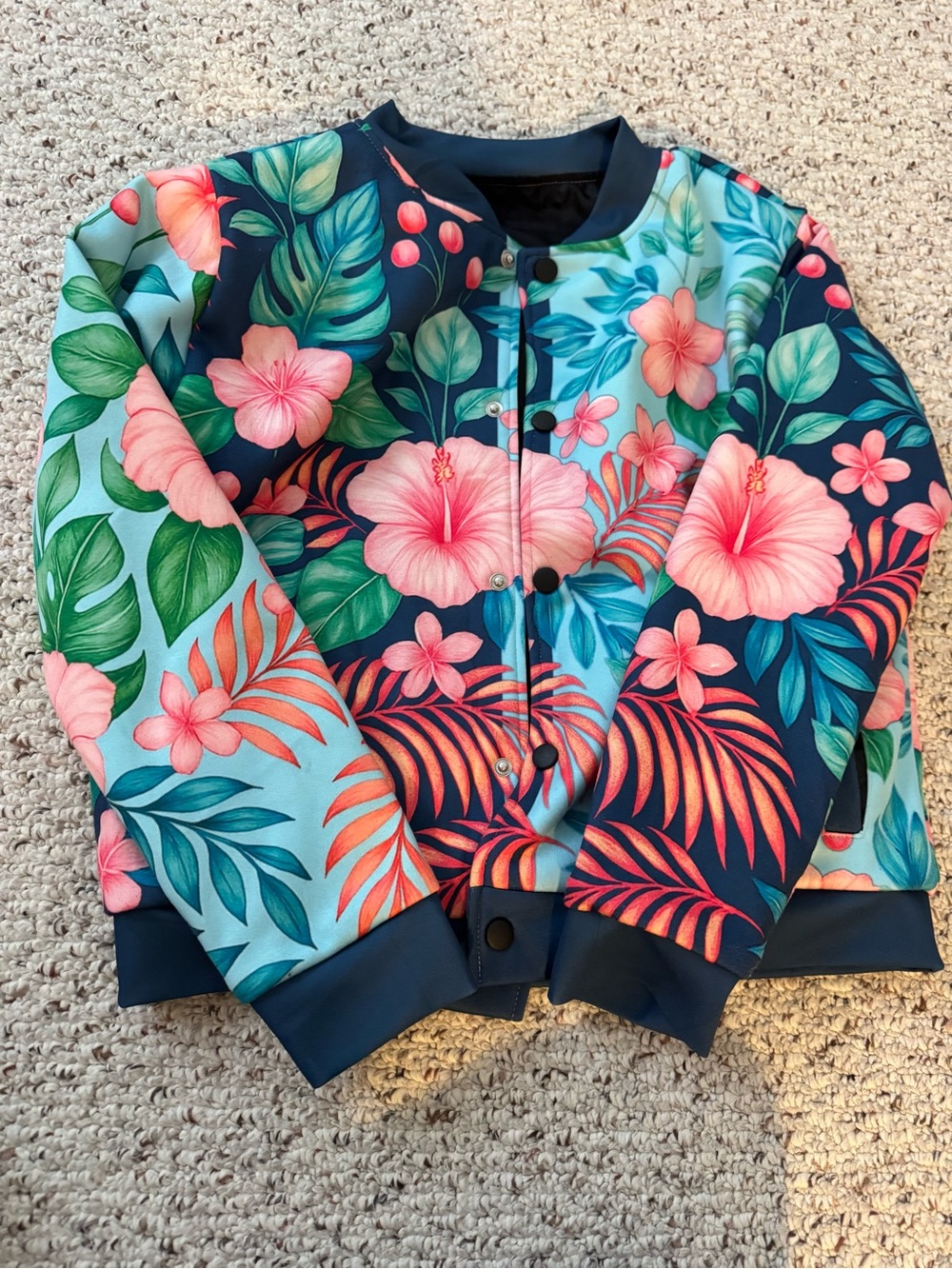 Kpop Demon Hunters Zoey Tropical Floral Bomber Jacket - Halloween Costume (M)